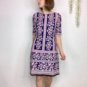 Jessica Howard Navy and Pink Floral Midi Dress